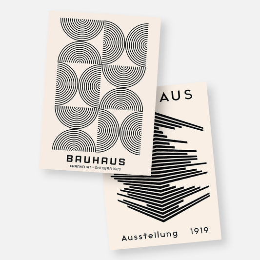 Bauhaus Beige 3D Geometric 2-Poster Bundle