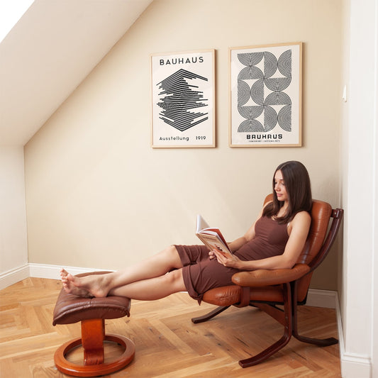 Bauhaus Beige 3D Geometric 2-Poster Bundle