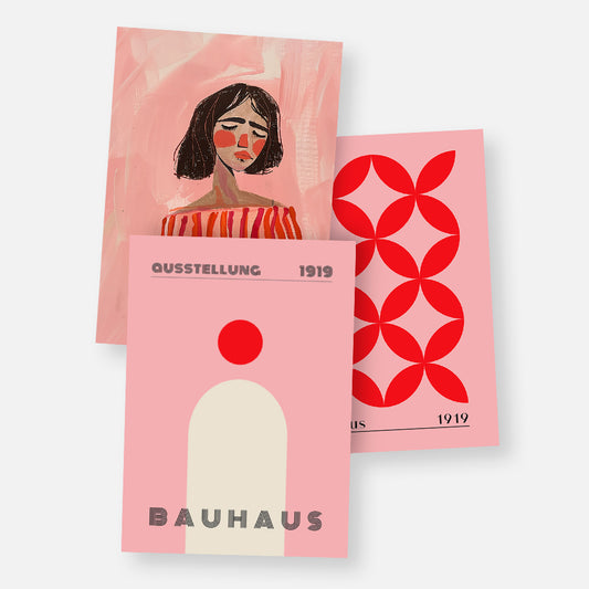 Pink Bauhaus Woman 3-Poster Bundle