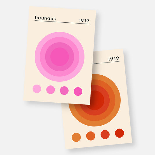 Bauhaus 1919 Rings Pink Orange 2-Poster Bundle