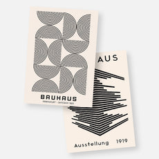 Bauhaus Beige 3D Geometric 2-Poster Bundle