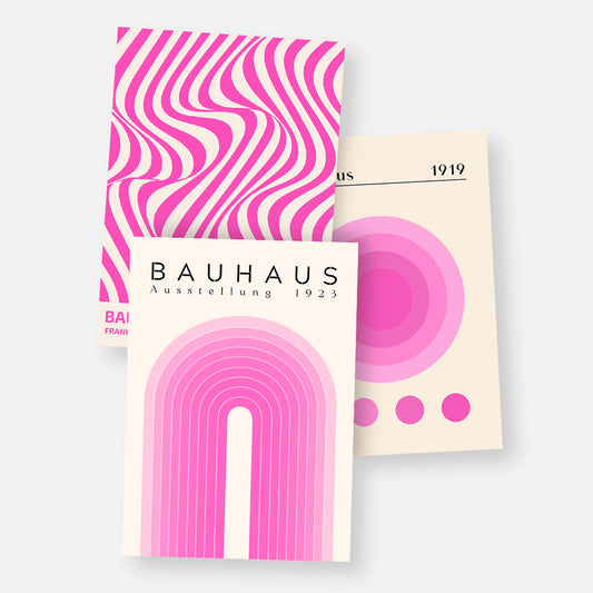 Pink Bauhaus Graphics 3-Poster Bundle