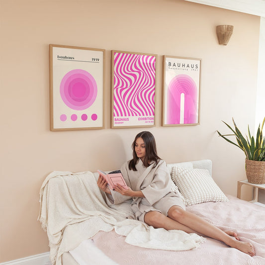 Pink Bauhaus Graphics 3-Poster Bundle